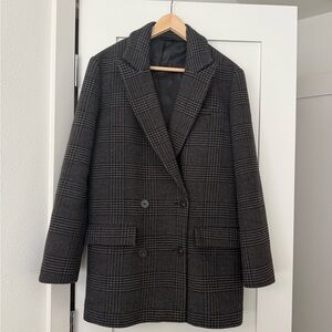 & Other Stories Women's Double-Breasted Glen Plaid Blazer Coat in Black and Gray